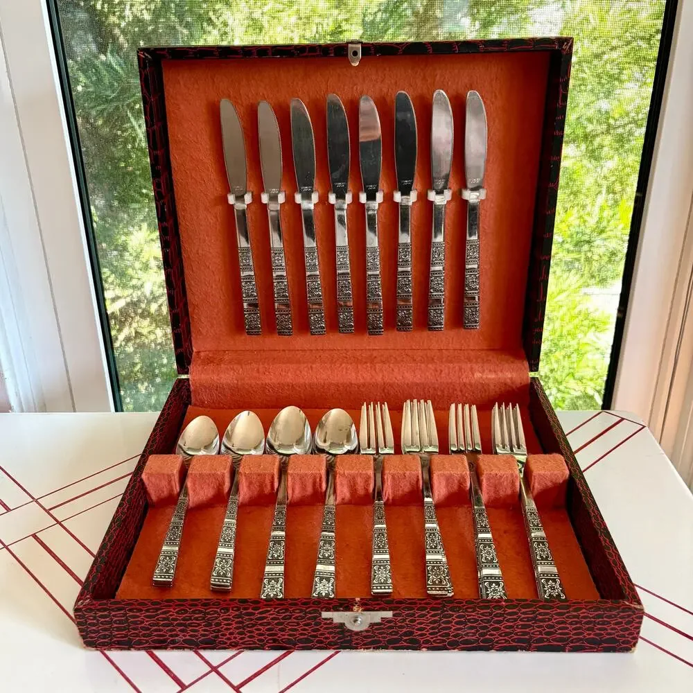 Title: Vintage Tremont MCM Floral Stainless Steel Flatware Set for 8 Japan 40pcs